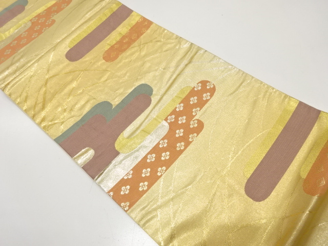 JAPANESE KIMONO / ANTIQUE FUKURO OBI / SILK / WOVEN EGASUMI & FLOWERS & CLASSICAL PATTERN